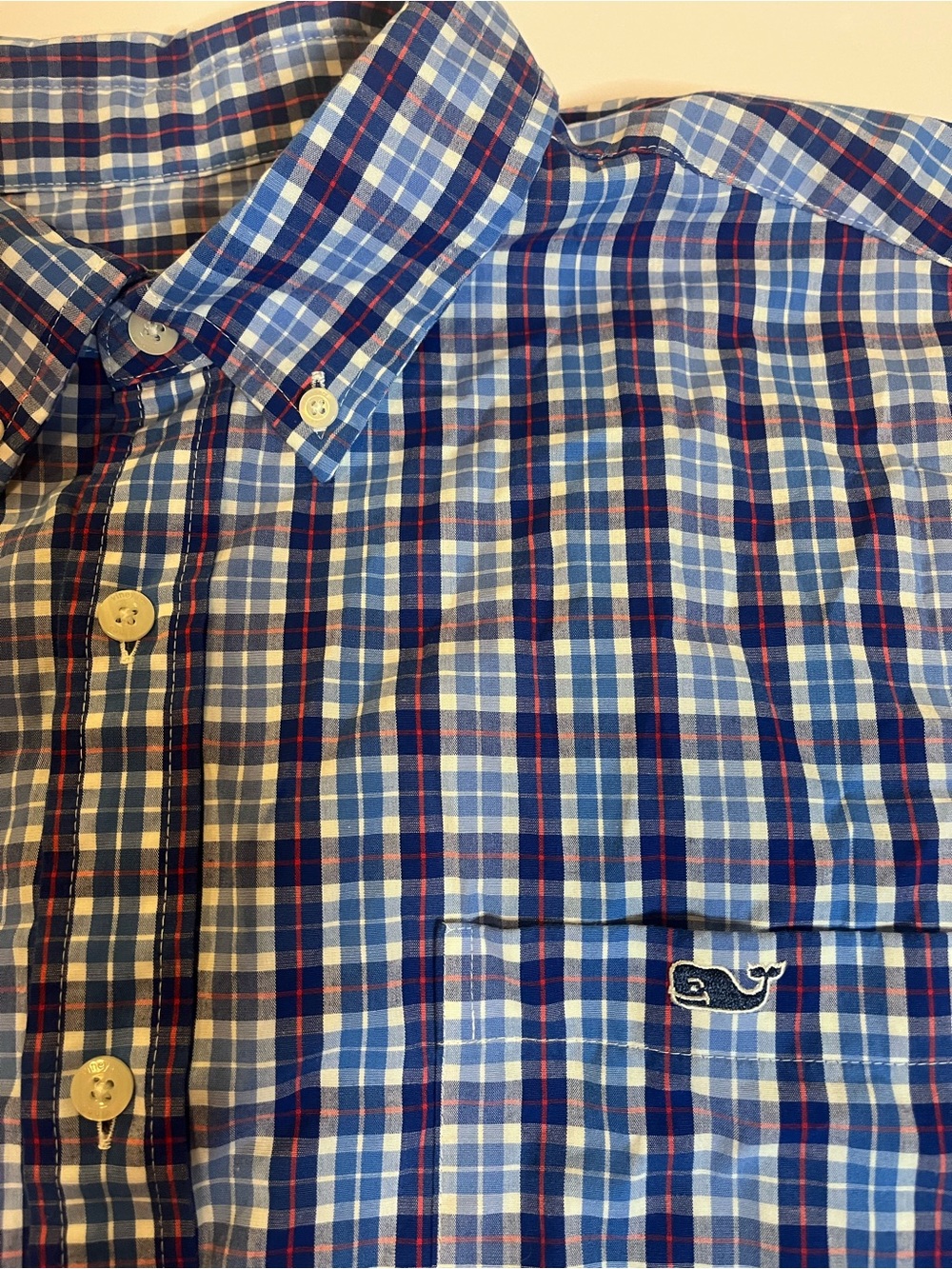 Vineyard Vines Men's Blue Plaid Button-Down Shirt Size XXL 2XL